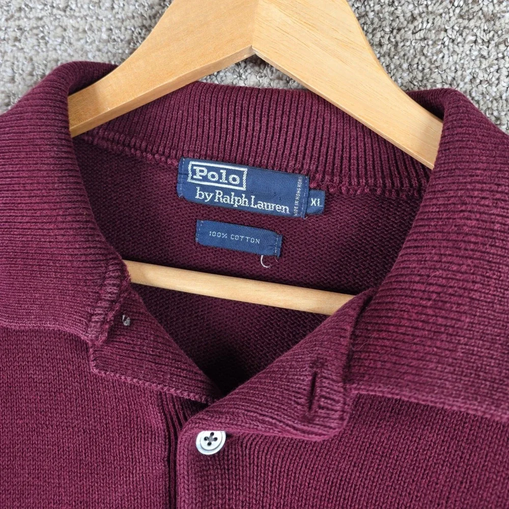 Polo Ralph Lauren Men's‎ Burgundy Knit Long Sleeve Sweater Shirt Size XL